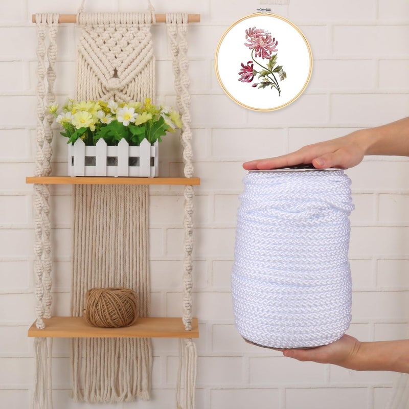 IHDYPPEW 3/8 Inch White Polyester Rope - 250 White Low Stretch Polyester Rope for Hiking, Kayaking, Tarps, Camping - Image 4